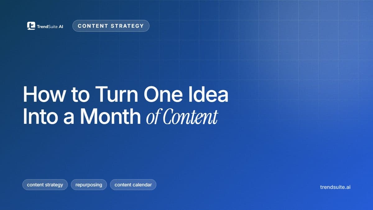 TrendSuite poster: How to Turn One Idea Into a Month of Content